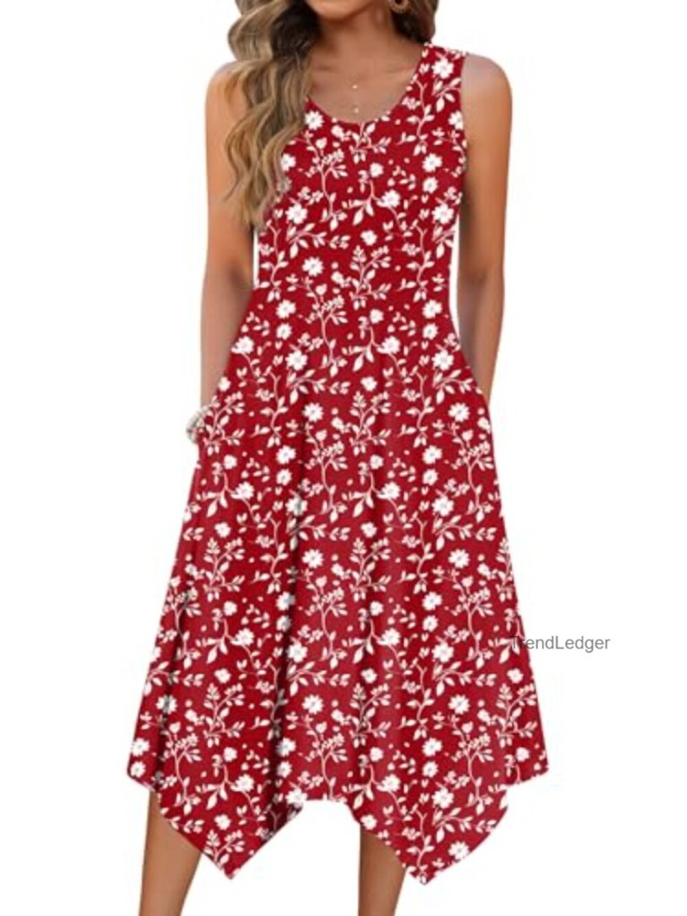 Zeagoo Womens Sleeveless Midi Tank Dress Flowy Beach Sundress with Pockets